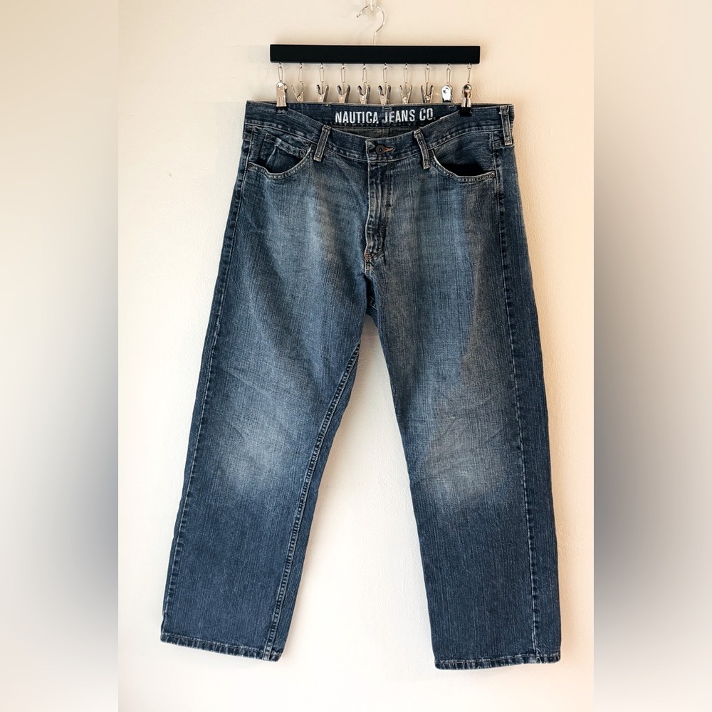 Nautica Men's Loose-Fit Rigid Medium-Blue Denim Jeans 38x32